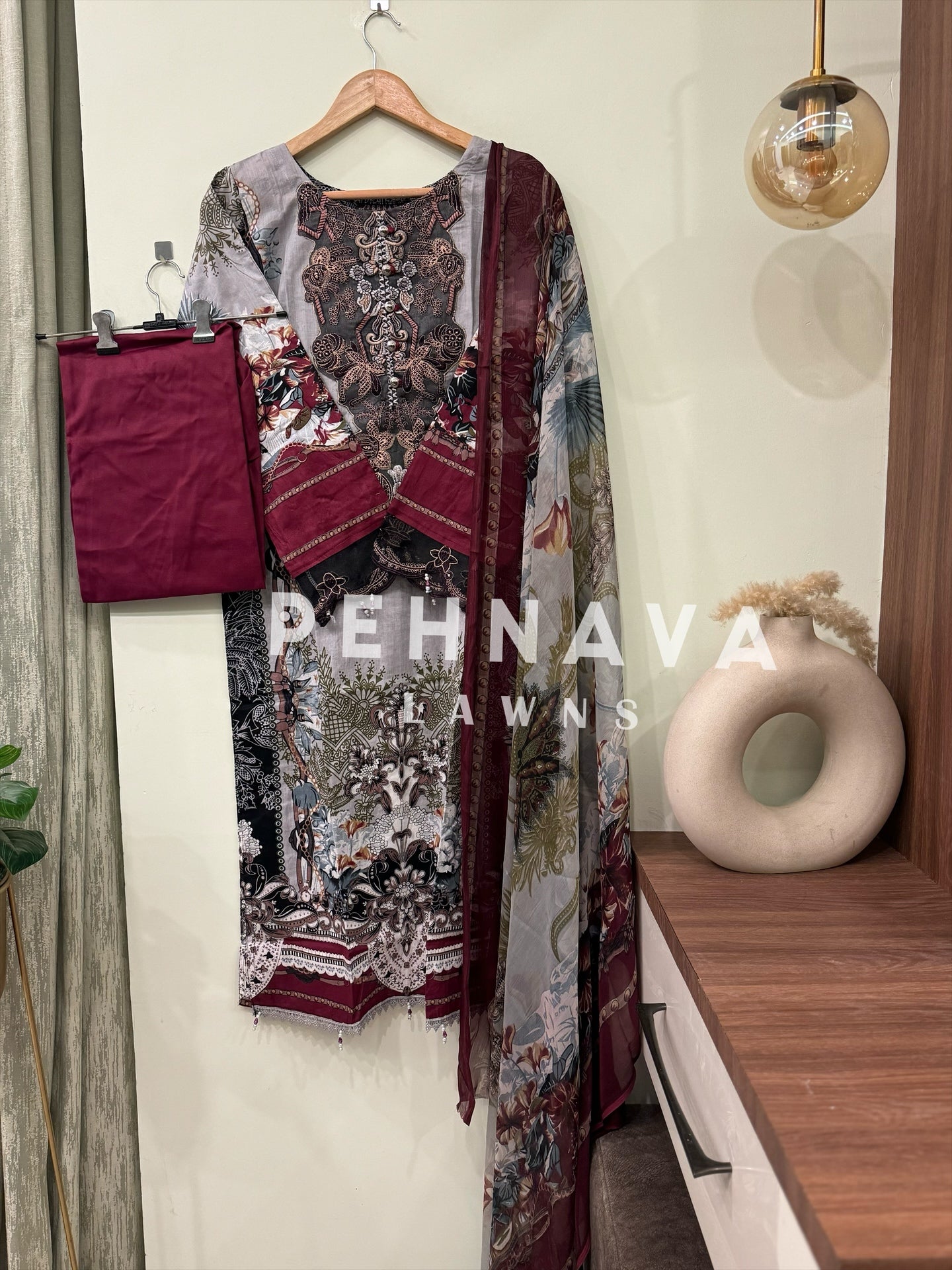 Printed casual suit with chiffon dupatta-3304 bliss