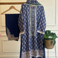 Khaadi Classic Embroidered Lawn Suit –blue size M