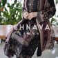 Embroidered cotton suit with chiffon dupatta - black 3374