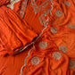 Rust orange silk suit with sharara and embroidered dupatta-4194