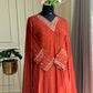 Rust organza Gown with organza scalloped dupatta