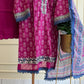 Khaadi Heritage Embroidered Lawn Suit – 3-Piece Premium Collection pink/blue