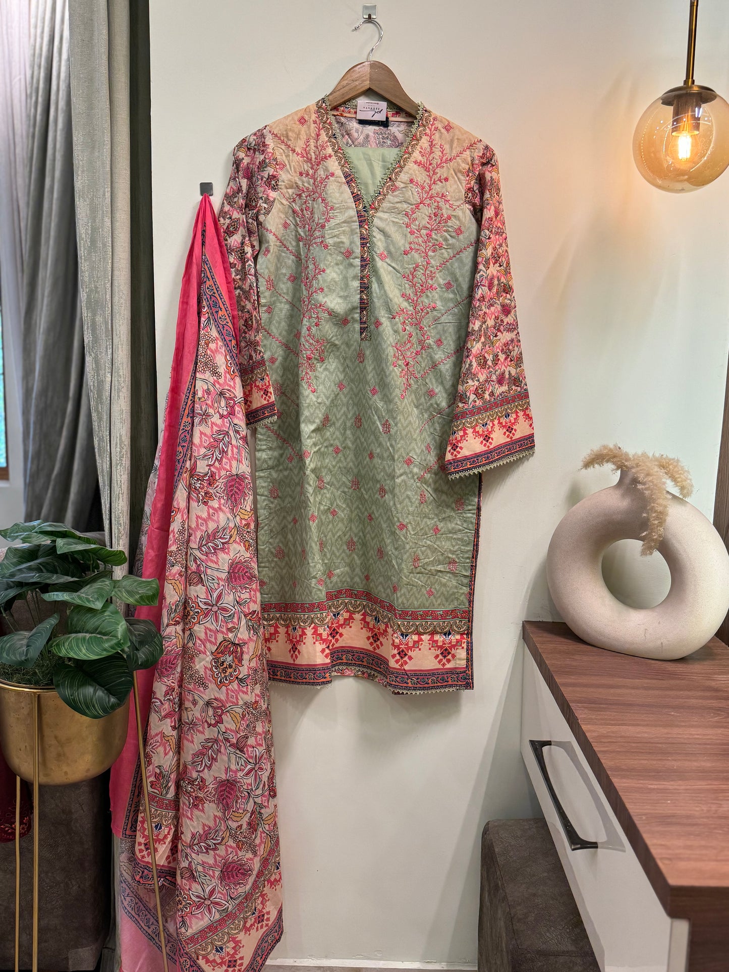 Embroidered pure lawn suit