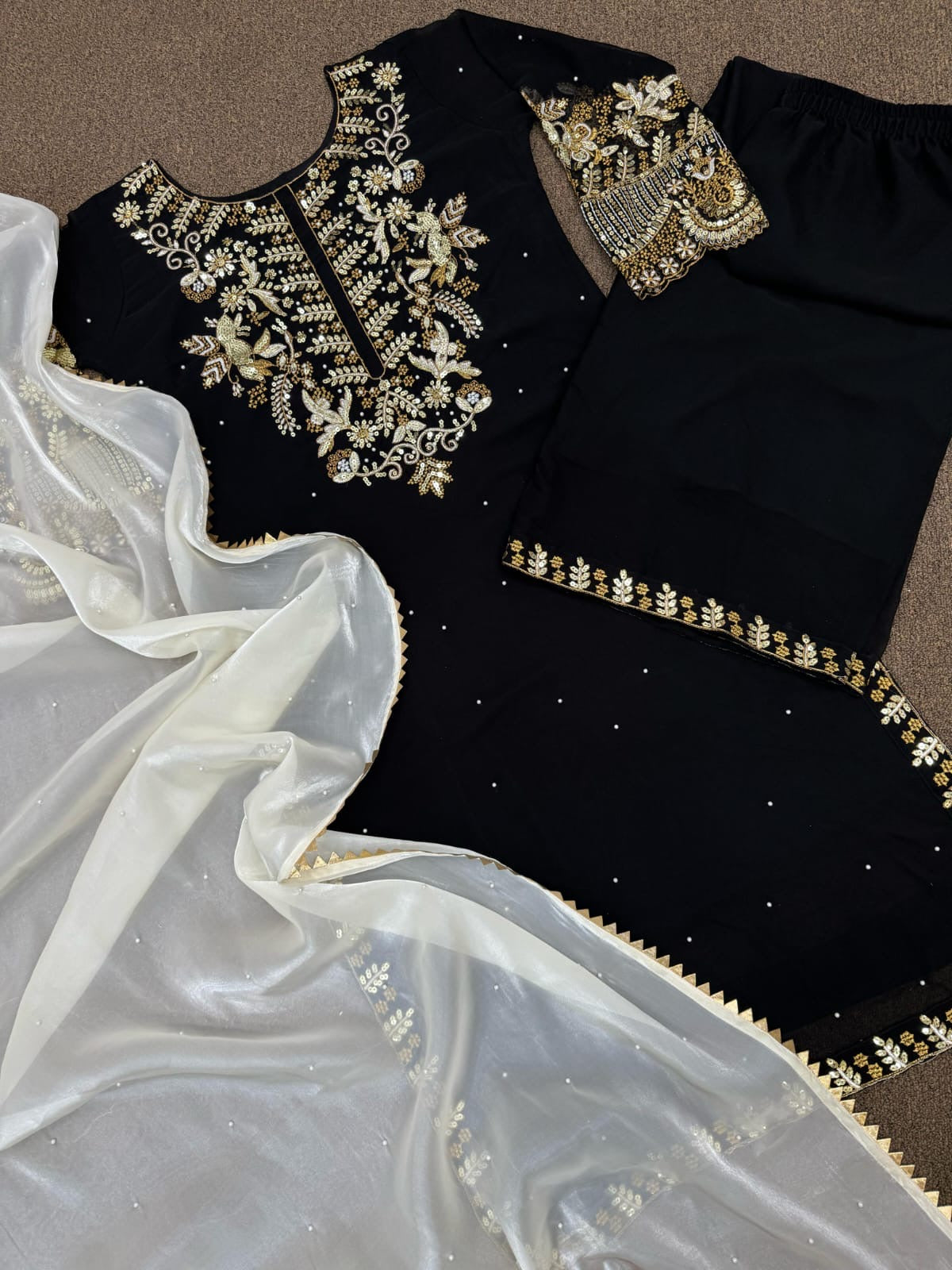 Black Georgette suit with shimmer dupatta