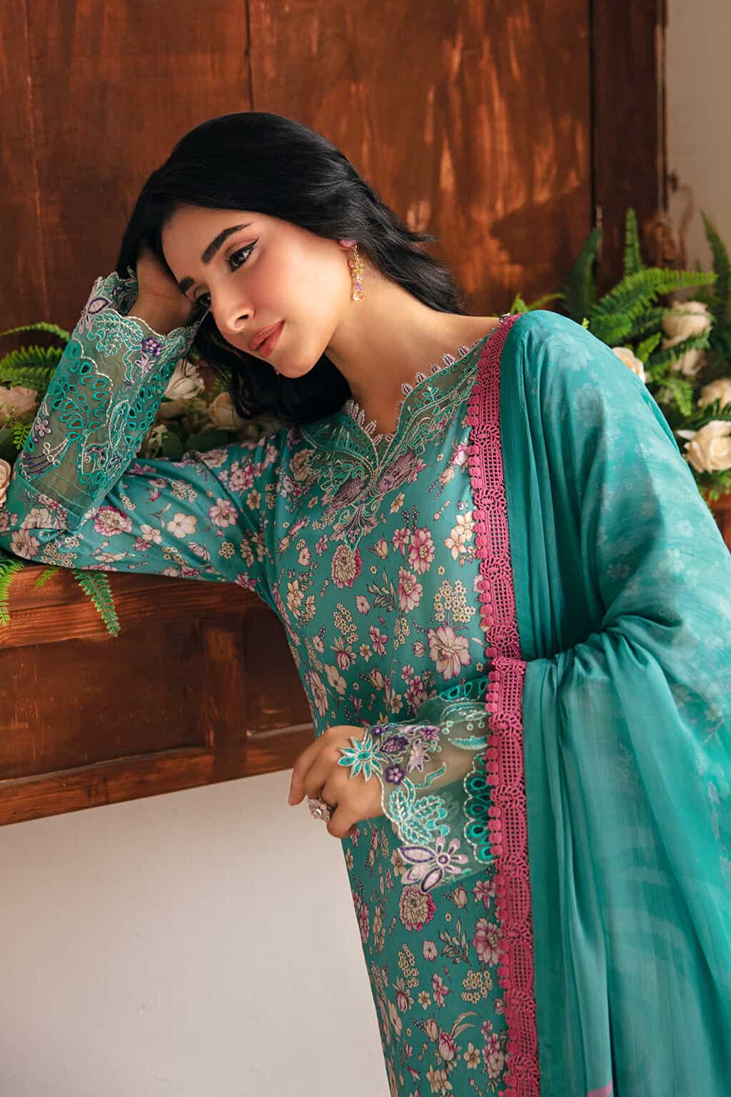 Comfy cotton co-od suit with chiffon dupatta-3476