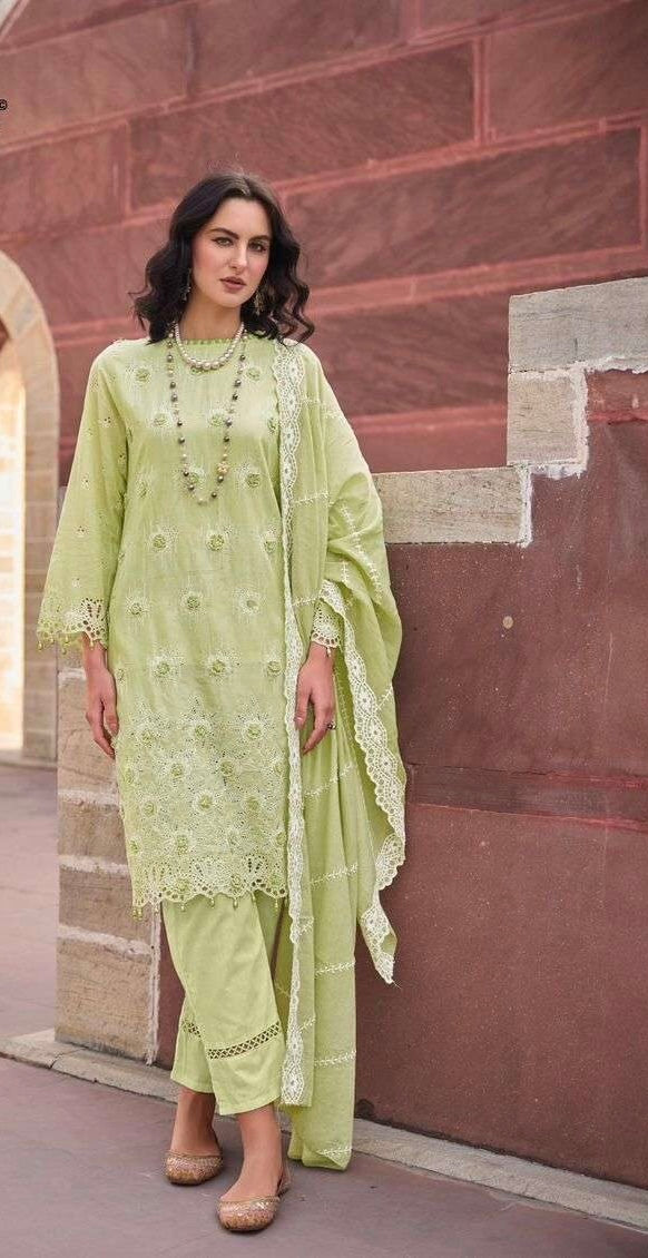 Embroidered suit with embroidered chiffon dupatta-1001