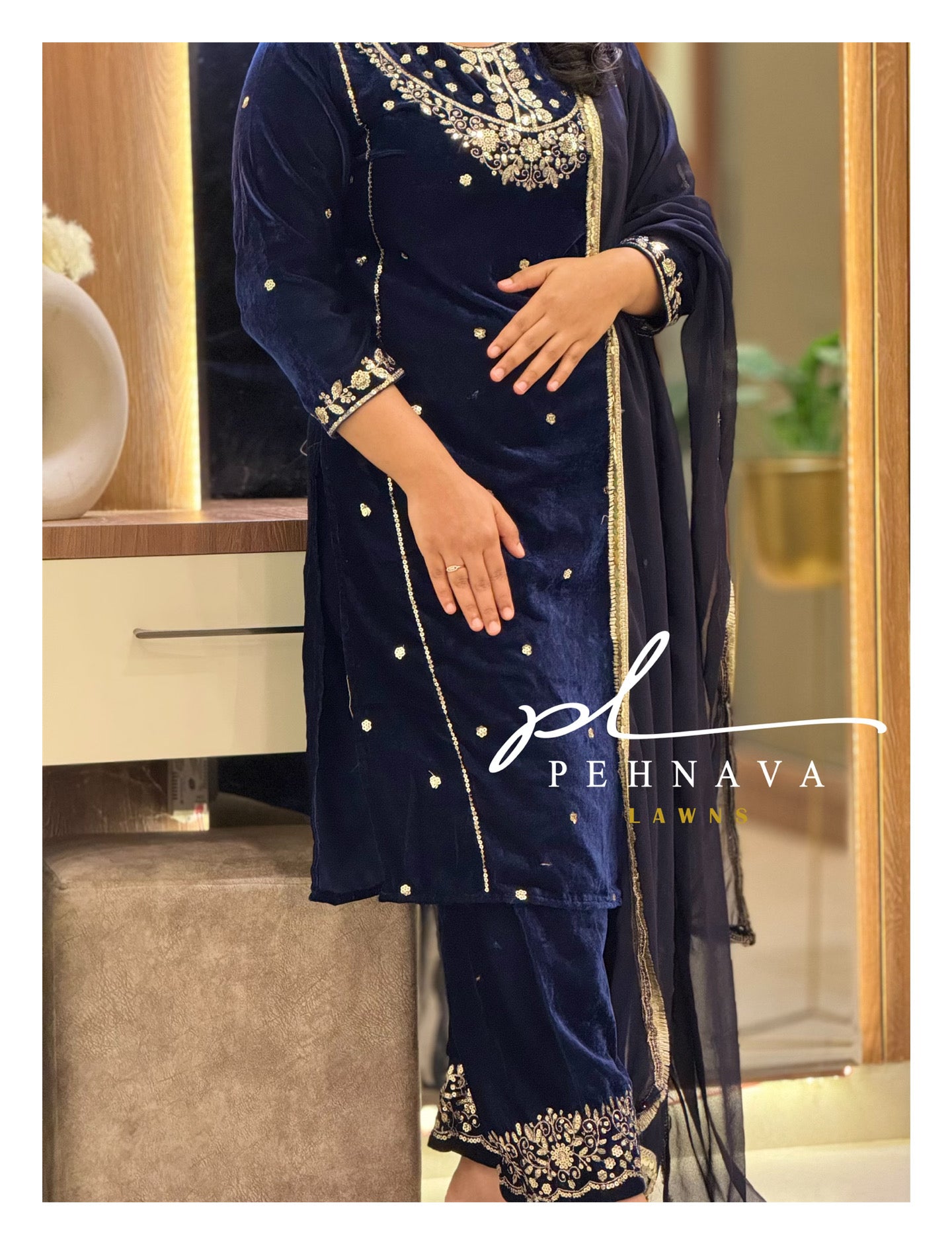 Embroidered velvette suit -SL