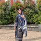 Stitched Navy blue Printed casual suit with chiffon dupatta -496