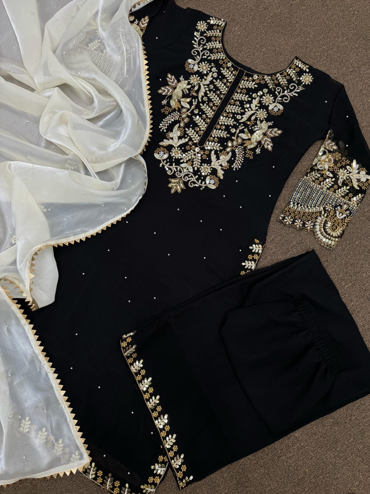 Black Georgette suit with shimmer dupatta