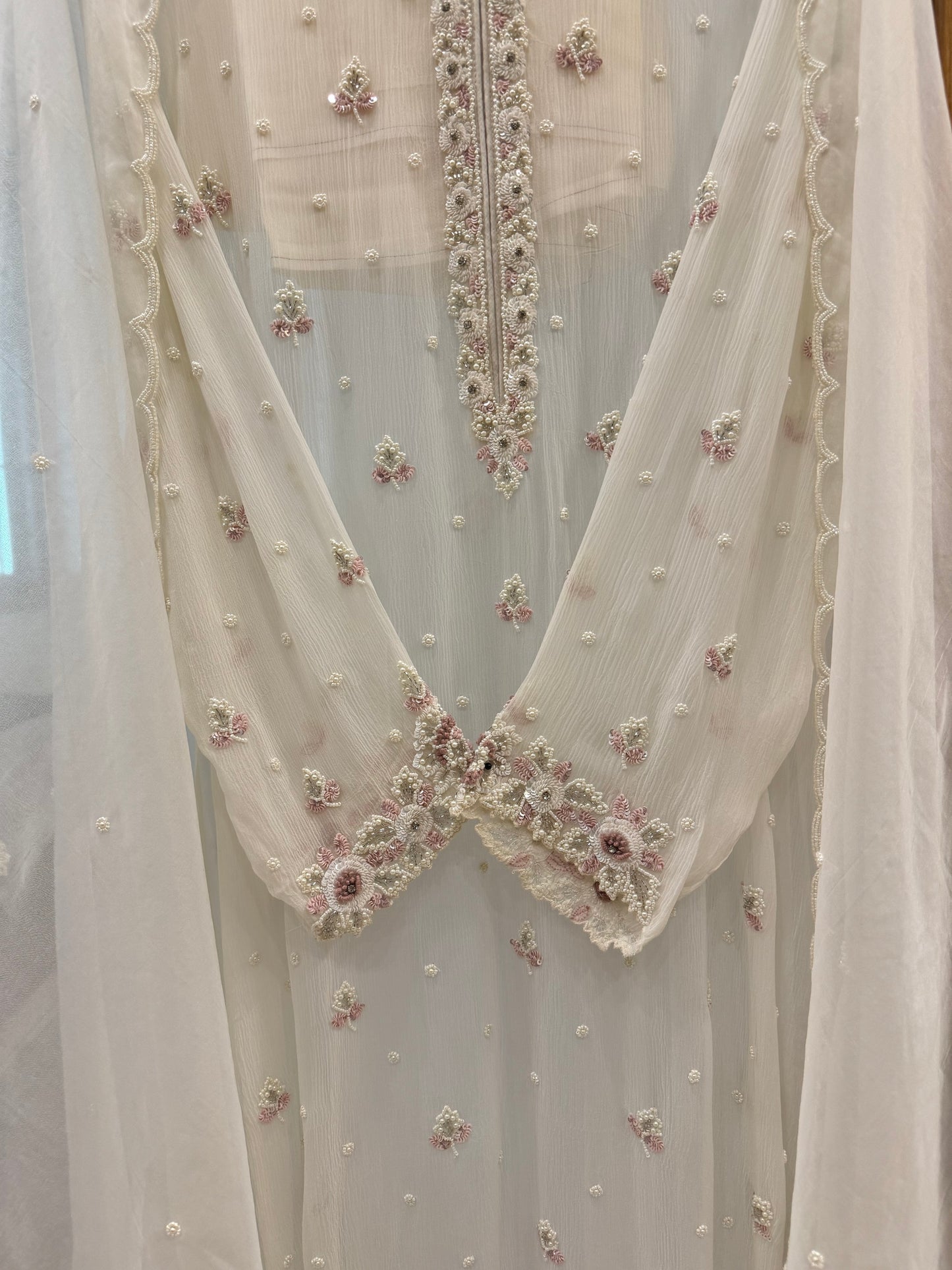 Premium Chiffon handwork suit with bottom and organza dupatta-903