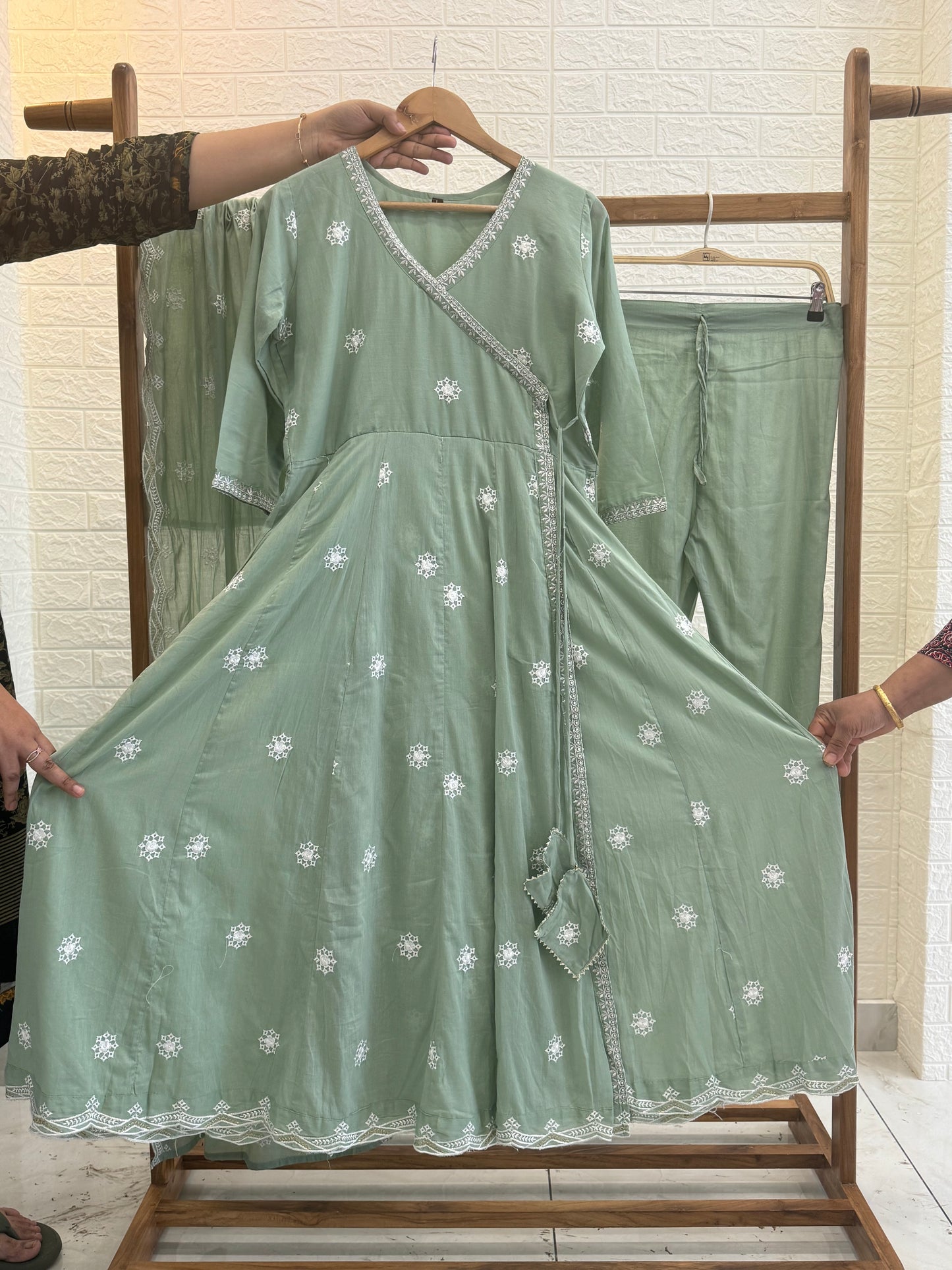 Pure cotton embroidered casual ready to wear suit -4002