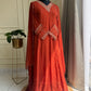 Rust organza Gown with organza scalloped dupatta