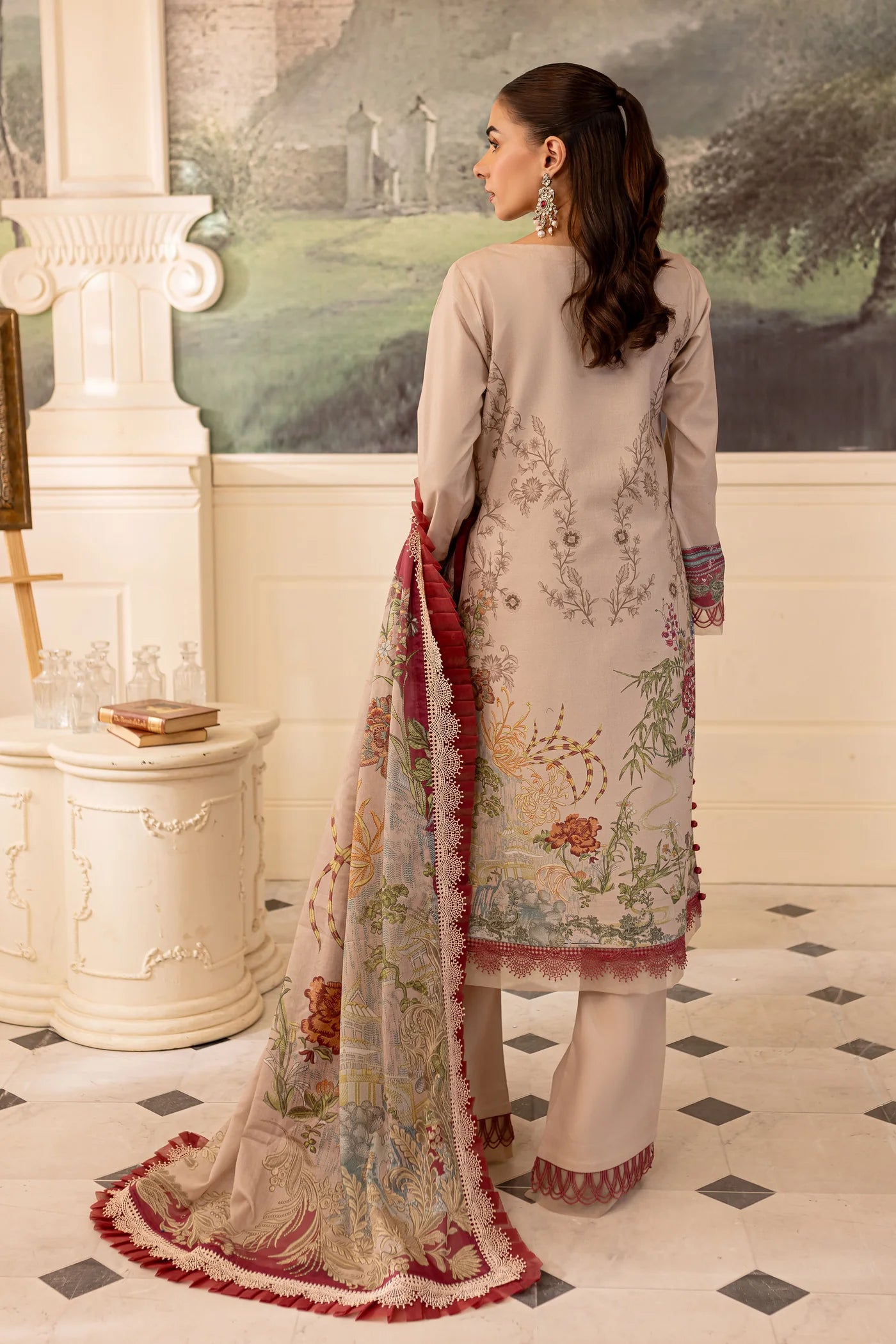 Embroidered lawn with lawn dupatta-3