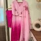 Pure muslin ombre cutwork embroidered suit-pink