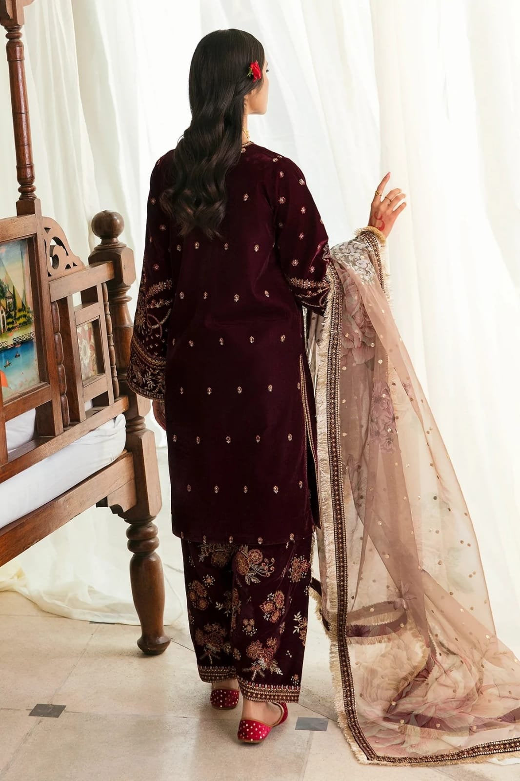 Embroidered velvette suit -3188