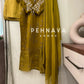 Georgette embroidered party wear -meroon,mustard yellow