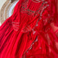 Red anarkali gown with organza scalloped dupatta -4219