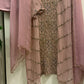 Premium chiffon handwork semi-stitched suit-mauve