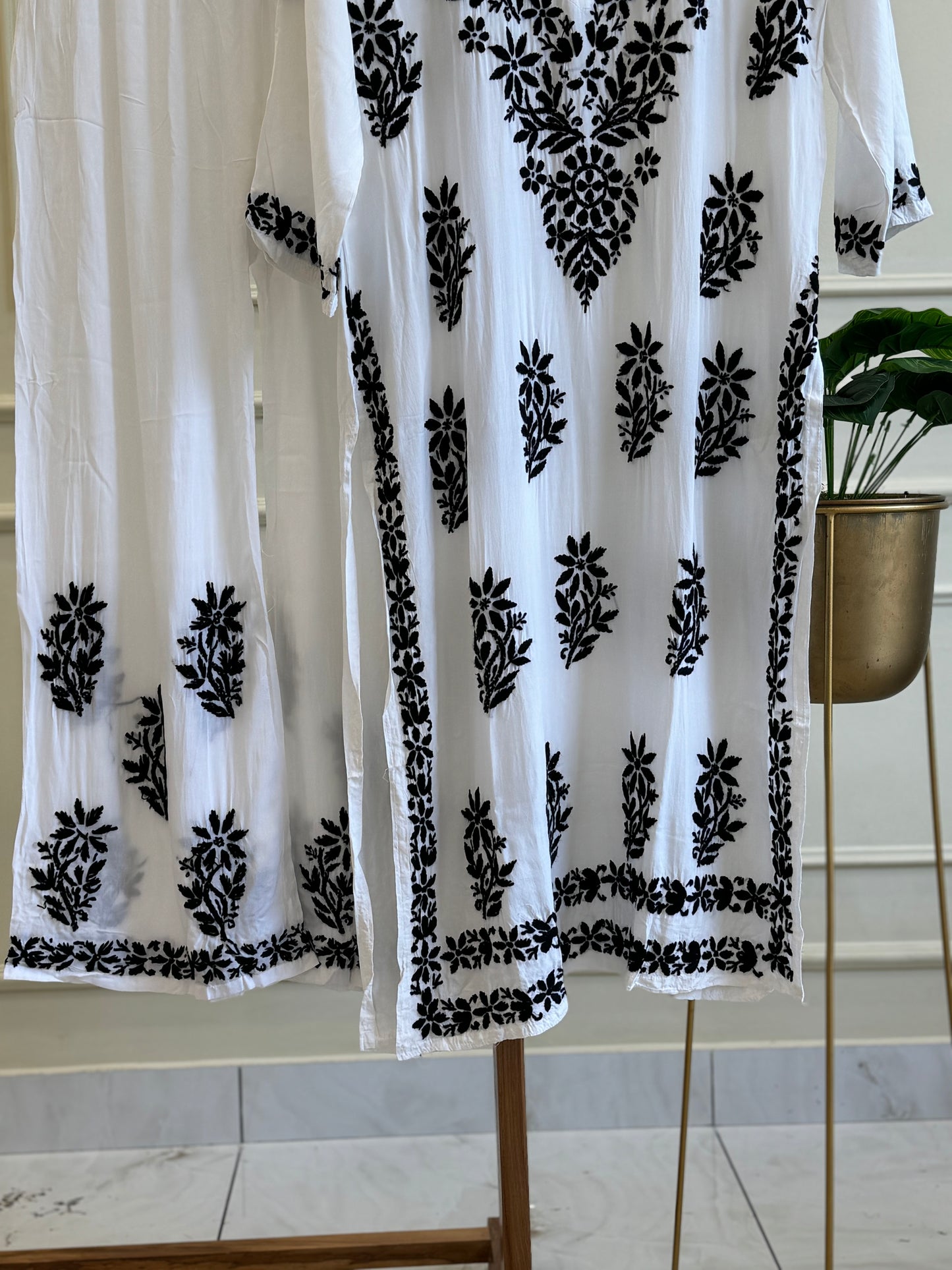 Authentic chikankaari embroidered suit-black and white