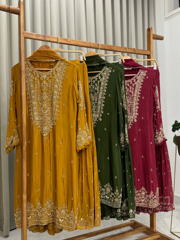 Heavily Handworked Sharara with Pure Chiffon Dupata