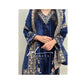 Embroidered velvette suit -blue