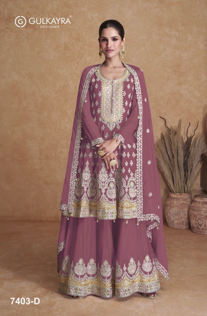 Georgette embroidered party wear 7403-color options available