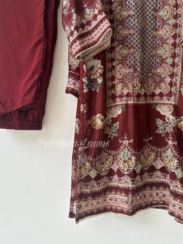 Pure muslin with detailings  and muslin Dupatta