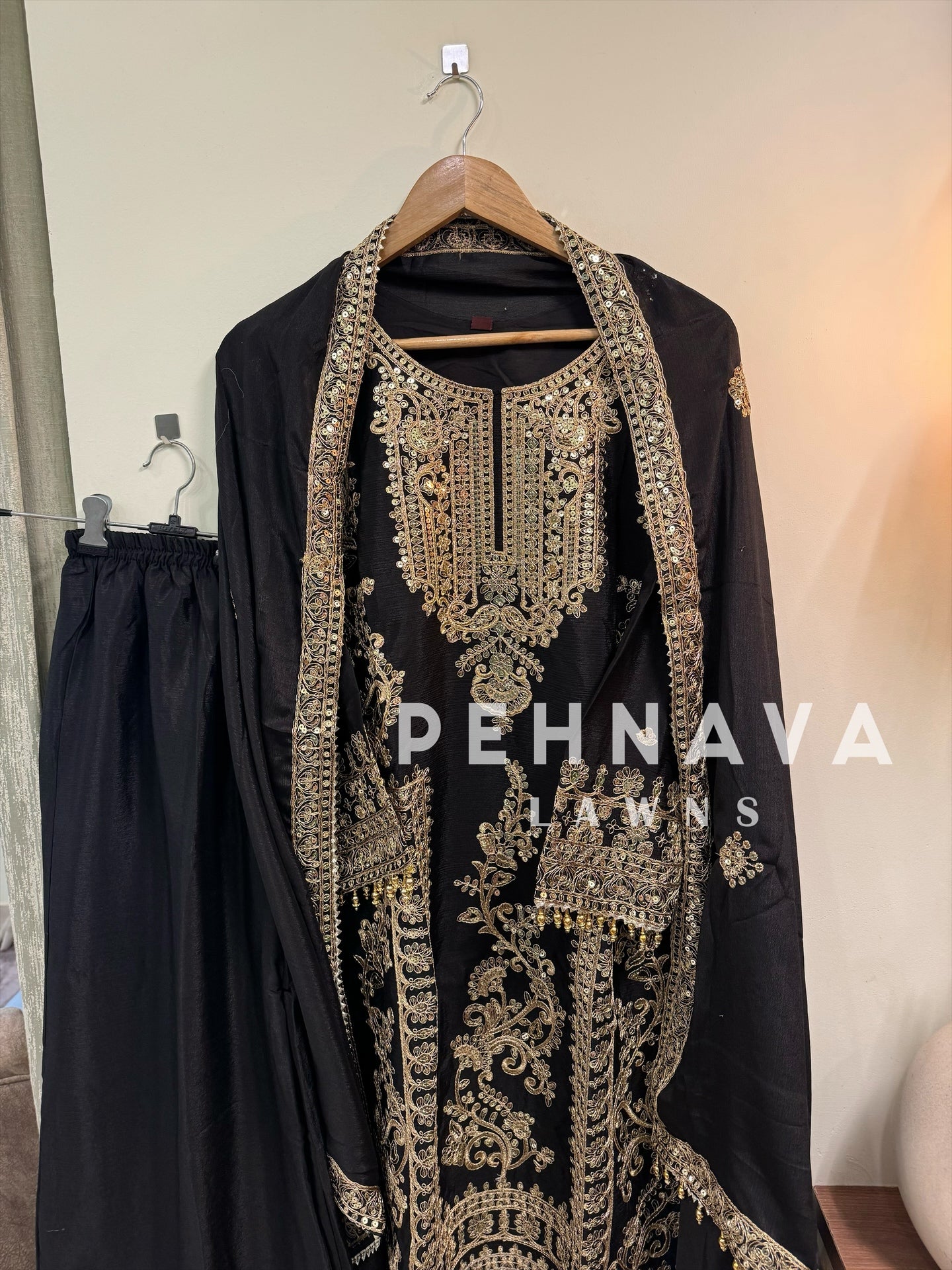 Chinnon embroidered ready to wear suit with wide palazzos