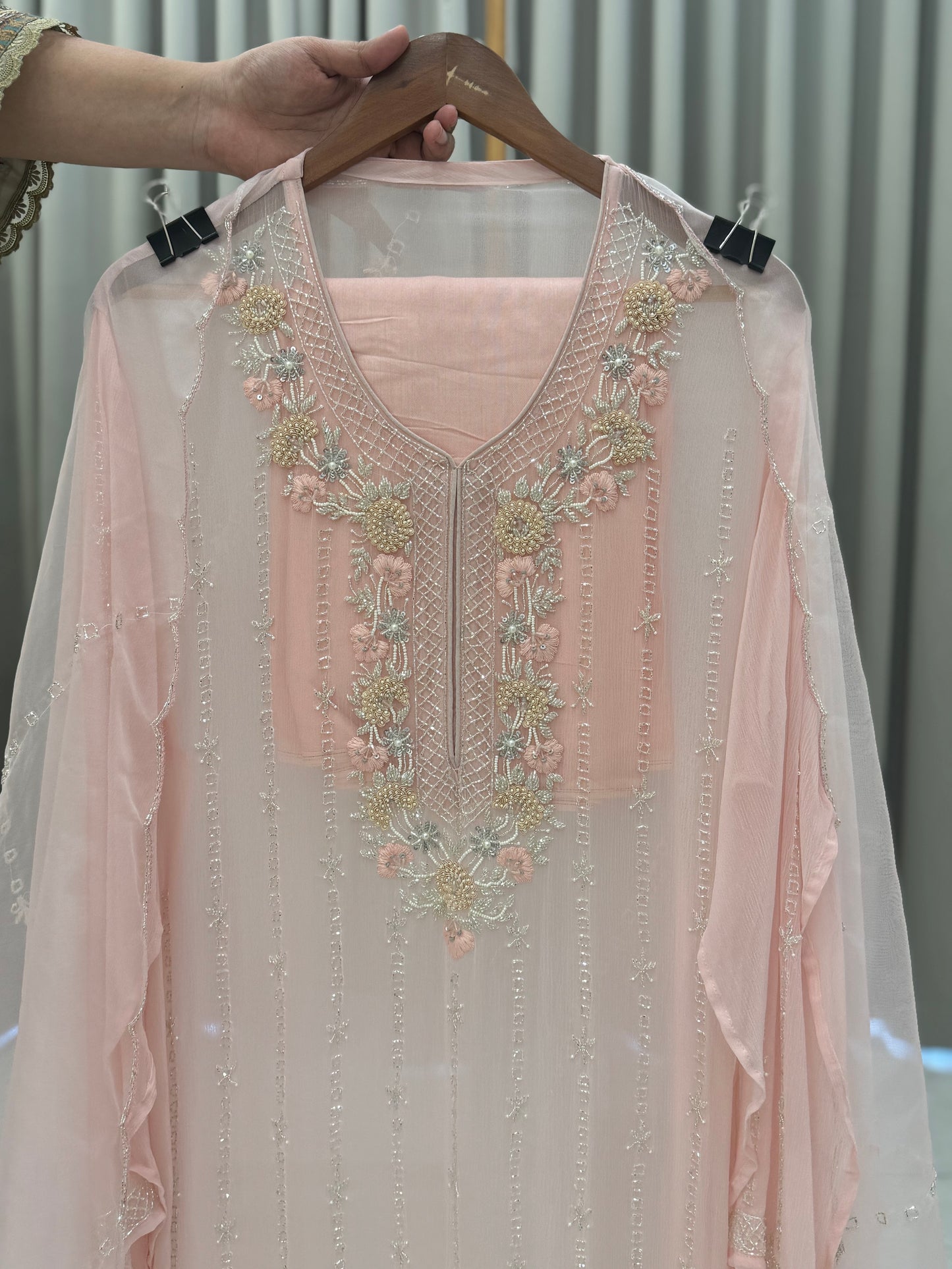 Premium chiffon handwork semi-stitched suit-2245