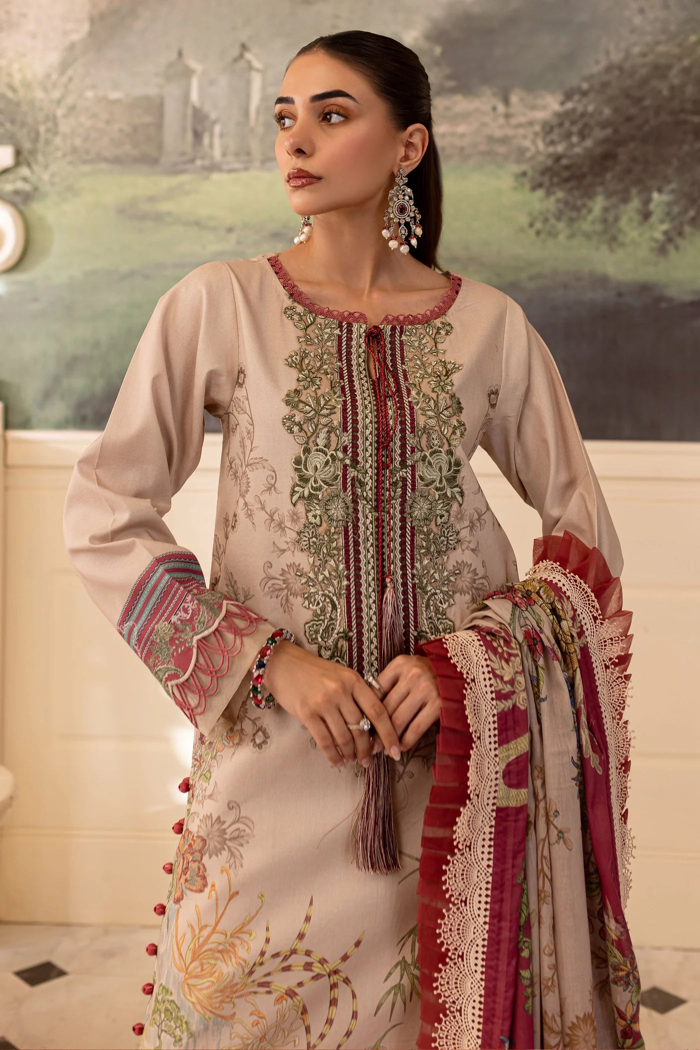 Embroidered lawn with lawn dupatta-3