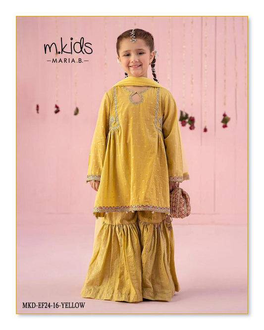 Kids party wear -ready to wear MKD-EF24-16-YELLOW