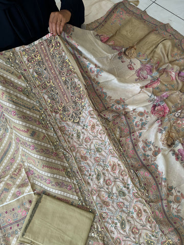 Pure muslin with detailings  and muslin Dupatta-122