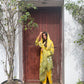 Yellow Printed casual suit with chiffon dupatta(AL)