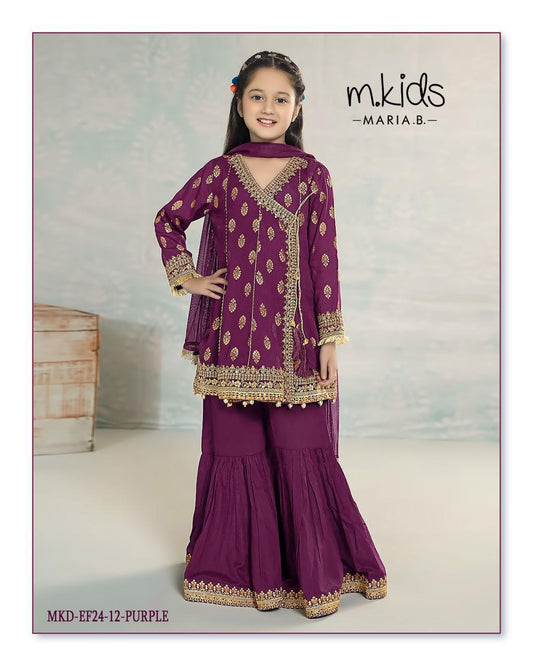 Kids party wear -ready to wear MKD-EF24-12-PURPLE