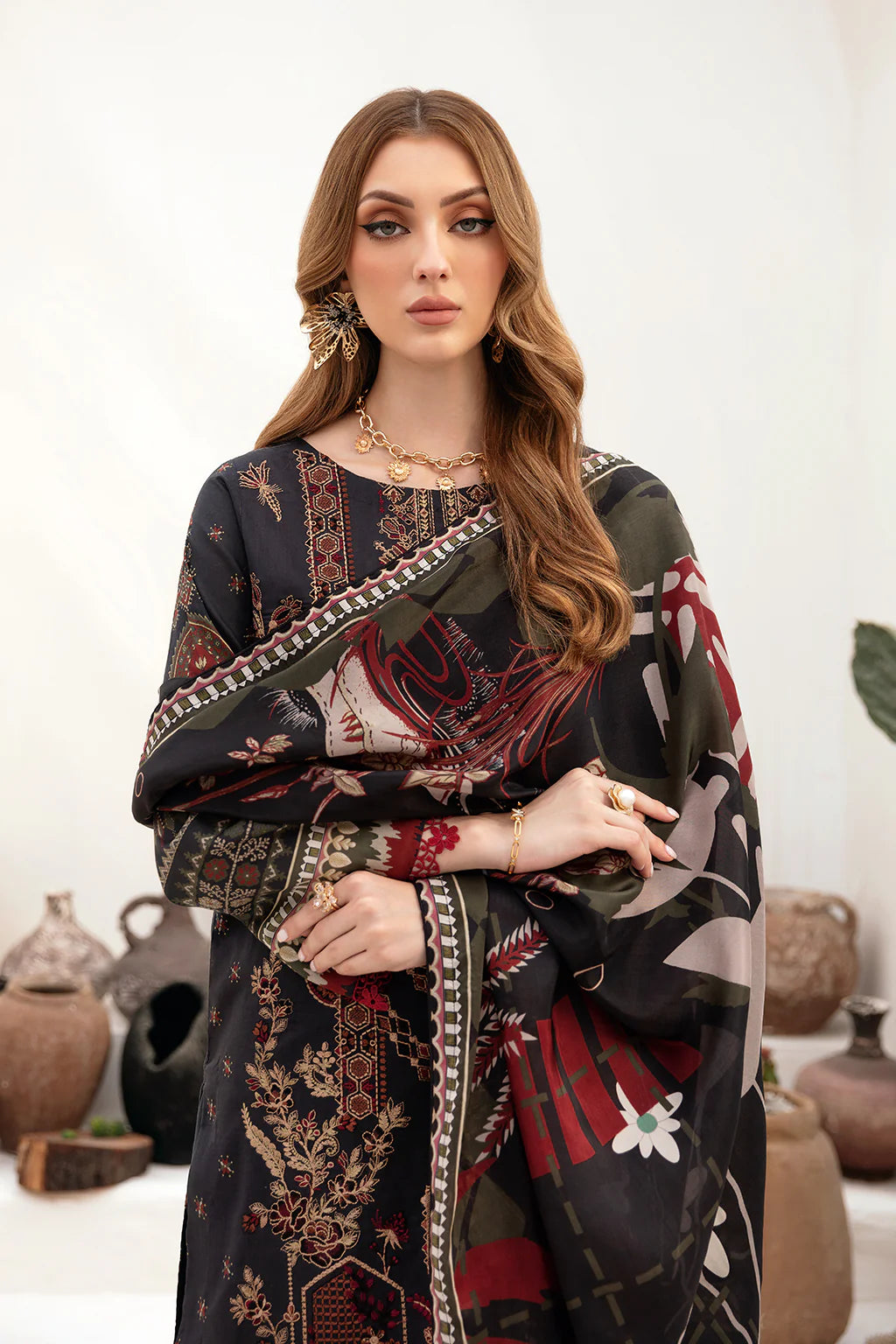 Lawn embroidered suit-G-201