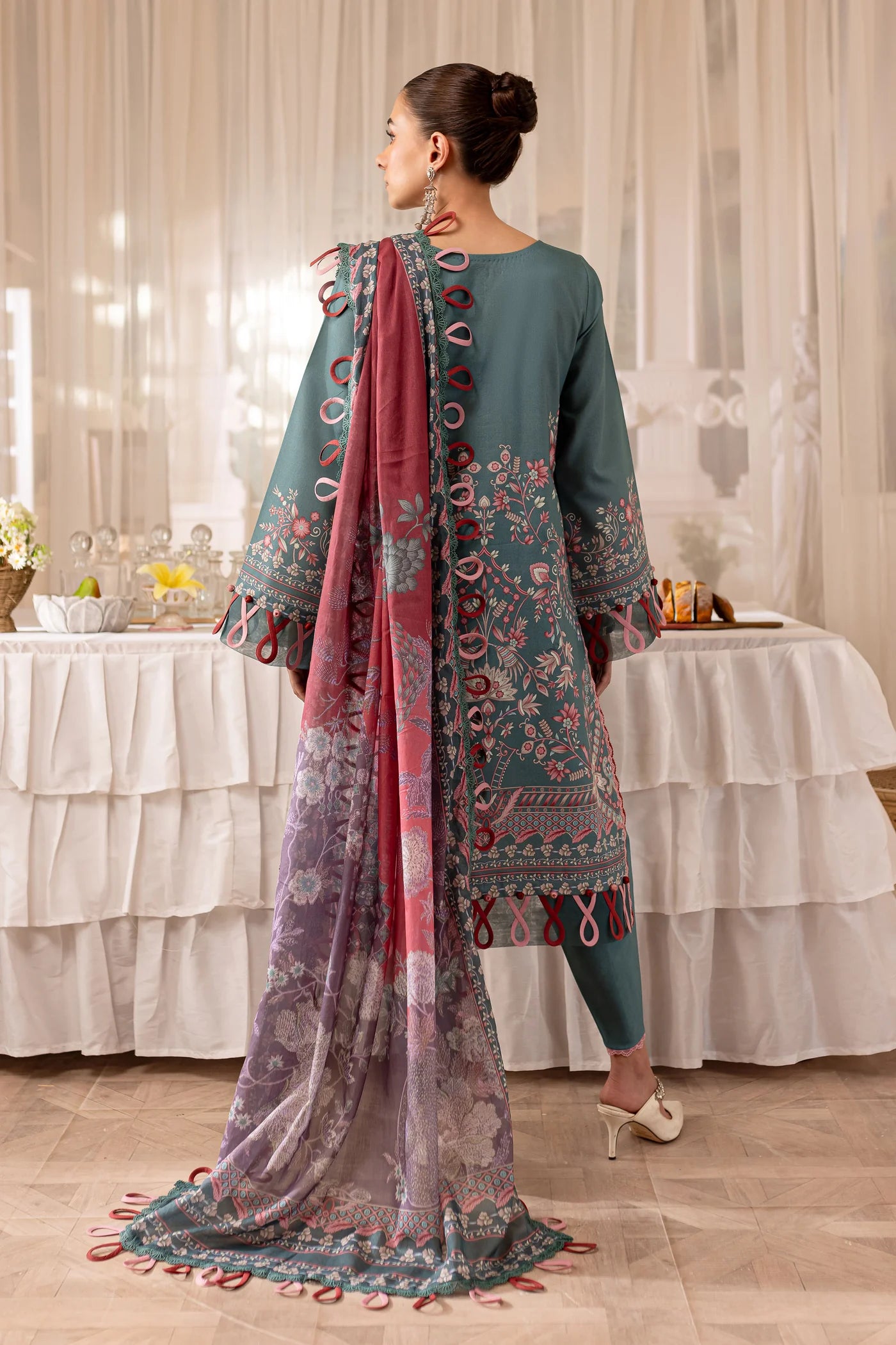 Embroidered lawn with lawn dupatta-5