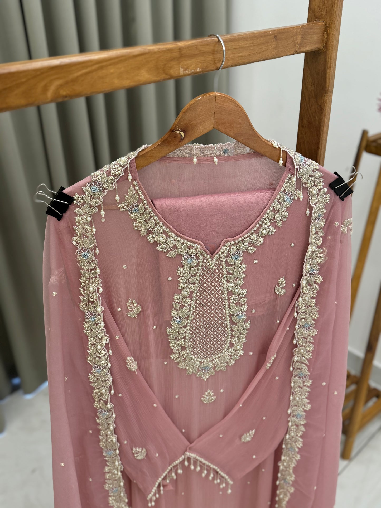 Premium chiffon handwork semi-stitched suit-1078