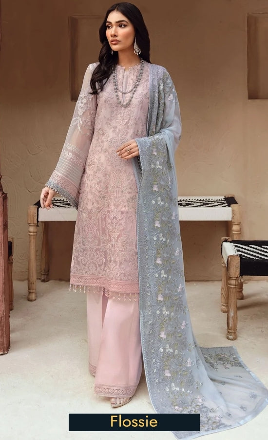 Organza embroidered suit with organza dupatta-12077