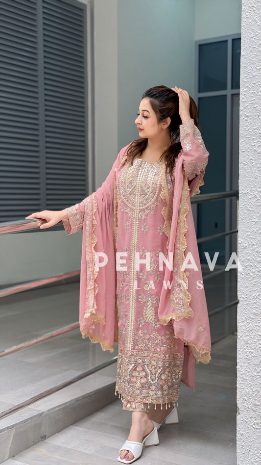 Pure georgette embroidered party wear-color options available-13077