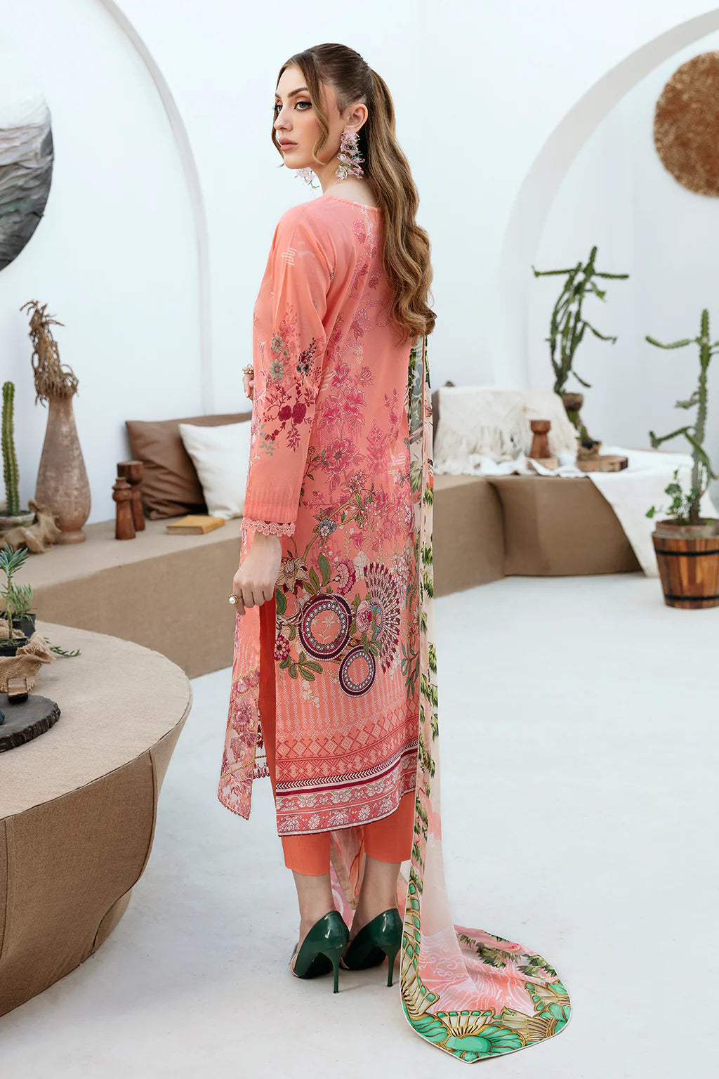 Lawn embroidered suit-G-211