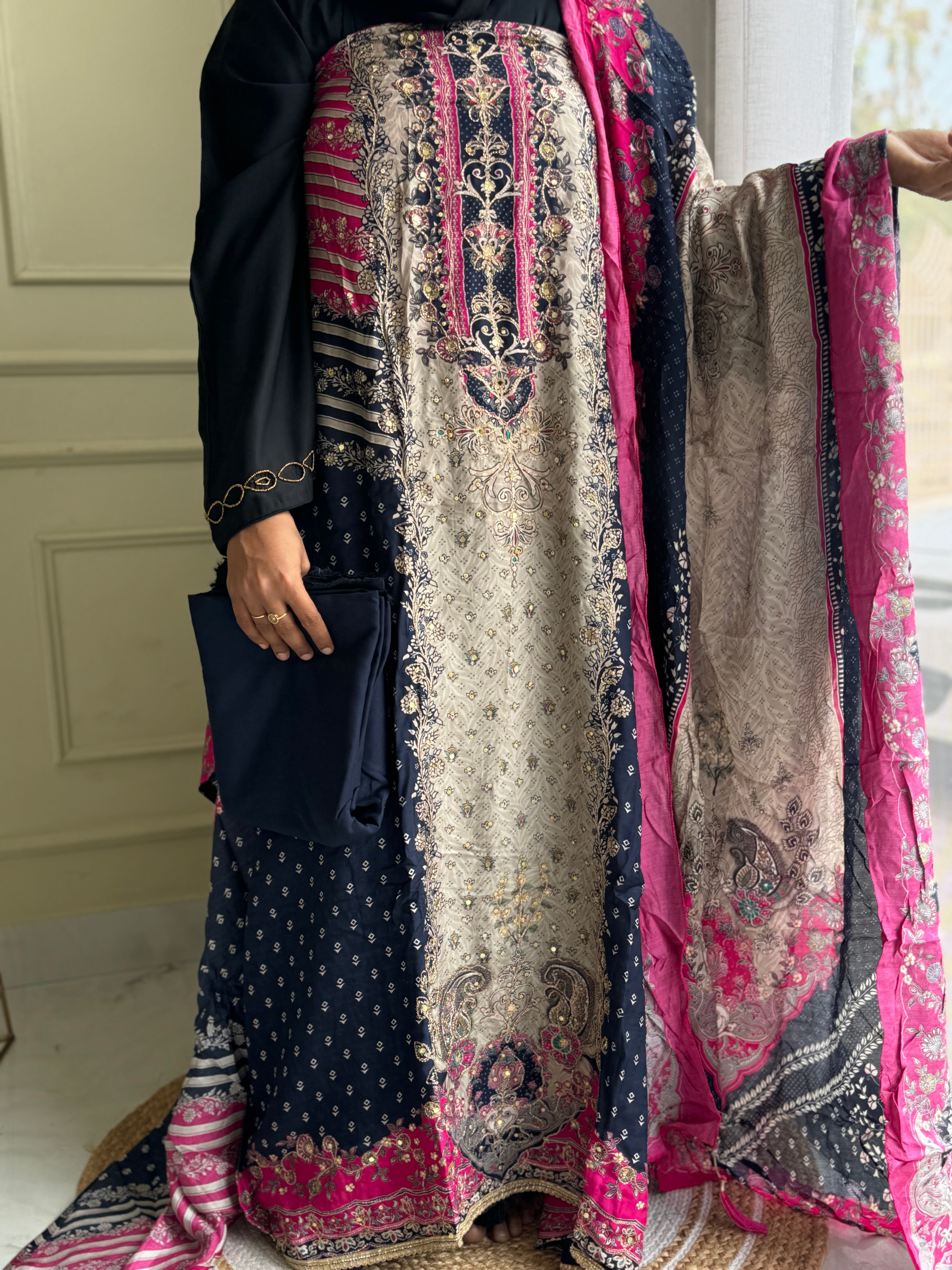 Comfy Muslin Suit with aari work-174