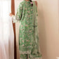 Self embroidered casual suit -green