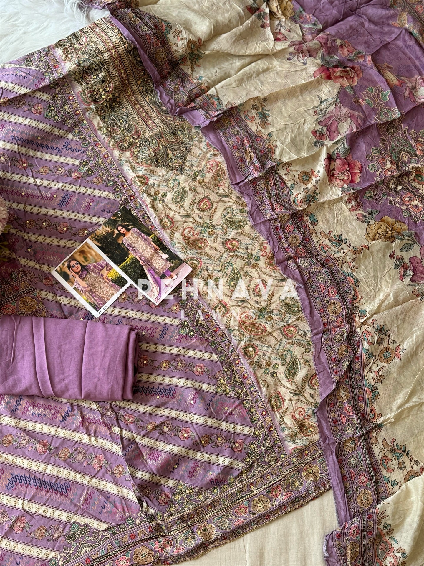 Pure muslin with detailings  and muslin Dupatta-122