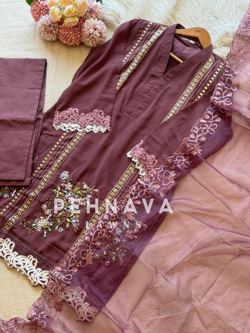 Stylish Embroidered Tunic Suit-D1