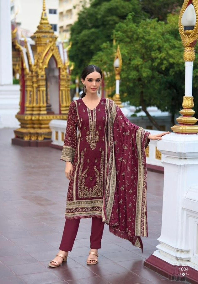 Fully embroidered suit with cutdana and crystal detailings-1004