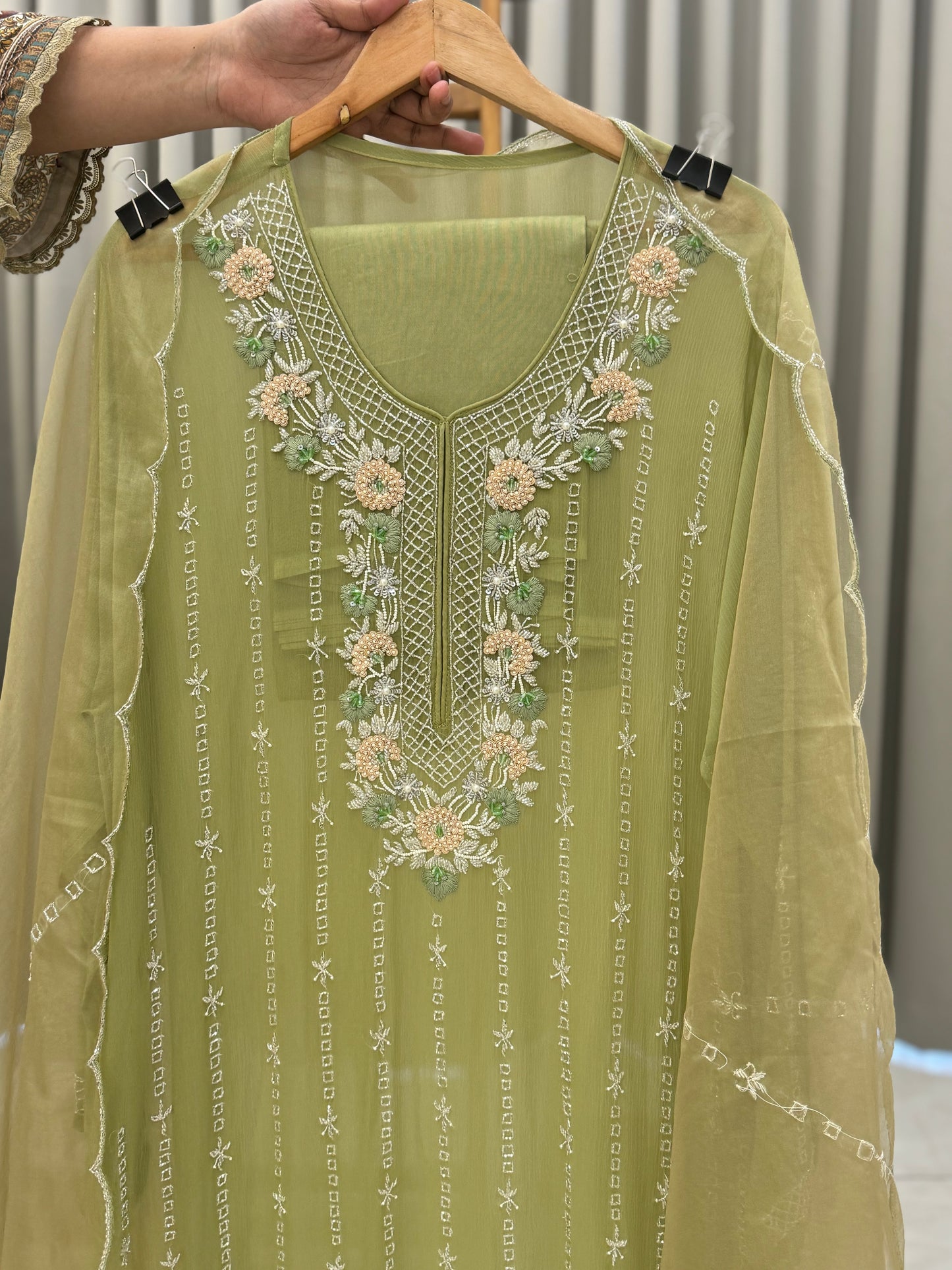 Premium chiffon handwork semi-stitched suit-2245