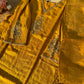 Silk stitched suit with neck detailing and banarsi woven dupatta