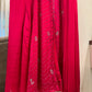 chinnon ready to wear  front open gown with hand work detailings-hot pink