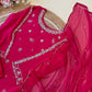 chinnon stitched suit with hand work detailings-hot pink