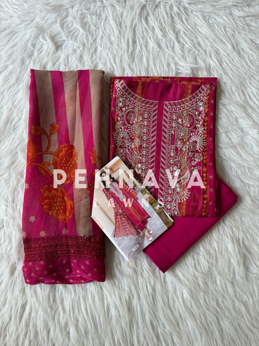 Beautiful combination dupatta embroidered suit-2540